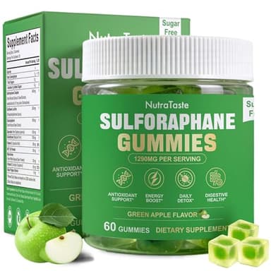Liposomal Sulforaphane Supplement 450mg | Broccoli Sprout & Seed Extracts, Glucoraphanin, Myrosinase, Glutathione & Sunflower Lecithin | Antioxidant Detox & Cellular Health | Sugar-Free, 60 Gummies