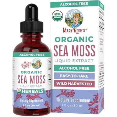 MaryRuth Organics Irish Sea Moss Liquid Drops | Chondrus Crispus | Wild Harvested | Organic Irish Moss Formulated for Adults & Kids Ages 14+ | Unflavored | Sugar Free | Vegan | Non-GMO | 1 Fl Oz