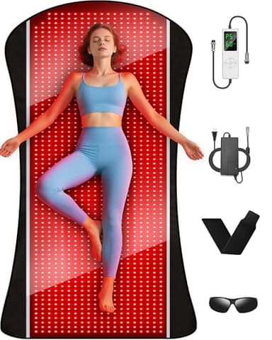 77.6"x36" Red Light Therapy Mat for Body, 1408pcs Infrared Red Light Therapy Blanket, 3 in 1 Dual Wavelength (660nm & 850nm), Infrared Heating Pad with 5 Modes & Pulse Modes& 10-90min Timer