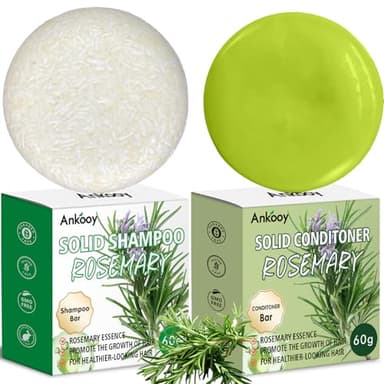 ANKOOY 2 Pack Rosemary Oil Shampoo Bars and Conditioner Set,Bar Shampoo and Conditioner for Men and Women, Strengthens Hair, Thickens Strands, Controls Oil, Supports Scalp Health, Reduces Hair Loss