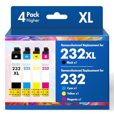 232XL 232 XP-4200 Ink Cartridges Combo Pack Remanufactured Replacement for 232 XL Ink Cartridges for Epson Printer XP4200 XP 4200 Workforce WF-2930 XP-4205 WF-2950 (4 Pack, Black Cyan Magenta Yellow)
