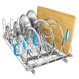 LYNK PROFESSIONAL® Pull Out Pot Lid and Cookie Sheet Organizer Rack for Cabinet - Lifetime Ltd. Warranty - Sliding Kitchen Organizers – Pans, Lids, and Tray Storage - 14W x 21D, Extra-Large, Chrome