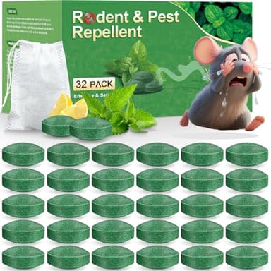 BOZFLY Mouse Rodent Repellent, 32 Pack Peppermint Oil Mice Repellent for Mice, Rats, Squirrels, Spiders and Pests, Indoor/Outdoor Natural Mouse Deterrent, Keeps Rodent Away from Garden & Home (Mint)