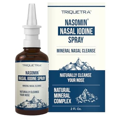 Nasomin® Iodine Nasal Spray – Cleanses & Refreshes Your Nasal Passages – Iodine & Fulvic Acid Blend – 150+ Uses Per Bottle – 100% Natural Mineral Formula – (2 oz. Bottle + Nasal Sprayer)