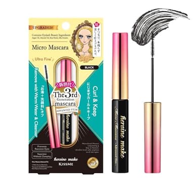 KISSME Heroine Make Micro Mascara Advanced Film EX, Enhance every lash with an Ultra-fine brush type, Black