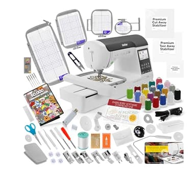 Brother SE2000 Sewing and Embroidery Machine Bundle - 5" x 7" Field, Cuts Jump Stitches, Wireless LAN, Includes 4 Hoops, 20 Premium Threads, Stabilizer Sheets, 50,000+ Designs, Accessories & More