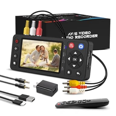 Qonakism VHS to Digital Converter with 4" HD Screen, Video Capture Recorder Convert to MP4 Compatible with VHS, VCR, DVR, DVD, Hi8, Mini DV, Camcorders, Retro Consoles(Tapes/DVD Player Not Included)