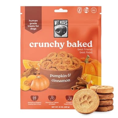 Wet Noses Moments Crunchy Dog Treats – All-Natural, Human-Grade, Non-GMO, Healthy Training & Delicious Snacks for Dogs, for All Dog Sizes & Breeds – Pumpkin, 10oz (Single Pack)