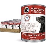 Dave's Pet Food Kidney Support for Dogs (Tuna Pate), Non-Prescription Low Phosphorus, Low Sodium, Canned Wet Dog Food, Renal Kidney Care, Vet Formulated, 13.2 oz (12 Pack)