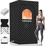 UMIXGENE Sauna Box,Portable Sauna for Home use with Ten Aluminium foil Heating Blankets，Personal Steam Sauna with 3L Steamer, 9 Levels, Folding Chair，Extra Large Size (36 * 36 * 71inch)