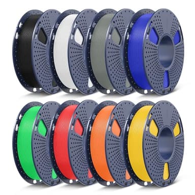 SUNLU PLA+ Filament Bundle, Christmas Gift, 3D Printer Filament Bundle Multicolor, Fit Bambu Labs Printer, Black+White+Grey+Red+Klein Blue+Green+Yellow+Orange