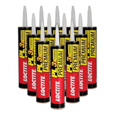 Loctite PL Premium Polyurethane Construction Adhesive, 10 fl oz Cartridge, 12 Pack - Versatile Construction Glue for Wood, Concrete, Stone, Metal & More