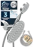 HammerHead Showers® ALL METAL Dual Shower Head Combo – CHROME – 8 Inch Rainfall High Flow Shower Head & 3-Flow Handheld Shower Head High Pressure with Hose 6ft - Luxury Double Shower Heads