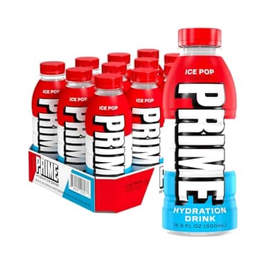 PRIME Hydration ICE POP | Sports Drinks | Electrolyte Enhanced for Ultimate Hydration | 250mg BCAAs | B Vitamins | Antioxidants | 2g Of Sugar | 16.9 Fluid Ounce | 12 Pack