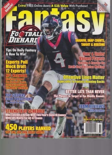 FANTASY FOOTBALL DIEHARDS MAGAZINE 2018,450 PLAYERS RANKED, TOP 240, CHEATSHEETS
