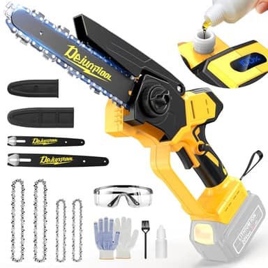 Cordless Mini Chainsaw Compatible with Dewalt 20V MAX Battery, 6 Inch & 8 Inch Small Electric Chainsaw Brushless, 2x 6'' + 2x 8'' Chains, Auto Oiler, Handheld Pruning Tree Saw (Tool Only)