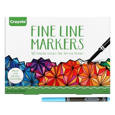Crayola Fine Line Markers for Adults (40ct), Skinny Marker Set for Adult Coloring Books, Stocking Stuffer for Teens, Aesthetic Art Supplies, Stress Relief Activity