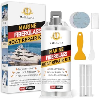 Marine Fiberglass Repair Kit for Boats, Gel Coat Repair Kit for Boats, Epoxy Filler for Fiberglass Boats Fix Holes, Chips and Deep Cracks, Gelcoat repair kit for Fiberglass, Acrylic, Porcelain(White)