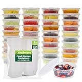 Freshware Food Storage Containers [50 Set] 8 oz Plastic Deli Containers with Lids, Slime, Soup, Meal Prep Containers | BPA Free | Stackable | Leakproof | Microwave/Dishwasher/Freezer Safe