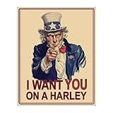 Uncle Sam- I Want You On Harley- Funny Quotes Wall Art, Harley Davidson Image Wall Art Print For Home Decor, Bedroom Decor, Living Room Decor & Office Decor, Great Gitts For Bikers. Unframed- 8x10