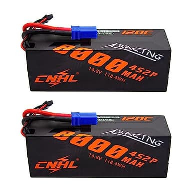 CNHL 4S Lipo Battery 8000MAH 120C 14.8V with EC5 Connector Hard Case RC Battery for Car Truck Tank RC Buggy Truggy Racing Crawler (2packs)