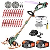 WeGofly 11-Inch Electric Weed Wacker, (2 x 21V 4.0Ah Electric Brush Cutter Battery Powered), with Auxiliary Bracket, 90° Rotary Head, Telescopic Handle, 3 Cutting Methods(WEG21A)