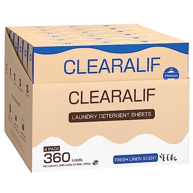 CLEARALIF Laundry Detergent Sheets, Up to 360 Loads, Fresh Linen, liquidless, Eco-Friendly, Zero Waste, Save Space, Travel Laundry Strips for HE Machine