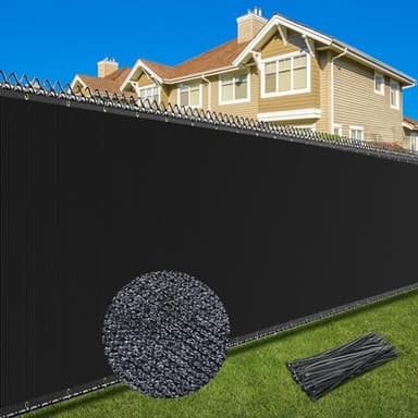 Patiobay 6X25FT Privacy Screen Fence, Heavy Duty Fencing Shade Cover, 170GSM 90% Blockage Mesh Shade Net for Wall Garden Yard Backyard (6 ft X 25 ft, Black)