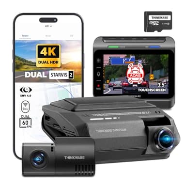 THINKWARE ARC900 2CH 4K HDR Dual Dash Cam Front and Rear - 4K+2K STARVIS 2, Super Night Vision 4.0, Low Power Parking Mode, 3.5" IPS Touchscreen, 5GHz Wi-Fi, GPS (64GB MicroSD & Hardwiring Cable Incl)