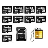 Lerdisk Factory Wholesale Micro SD Card 8GB U1 Pack of 10 in Bulk MicroSD with SD Adapter Produced by Authorized Licencee(8GB)