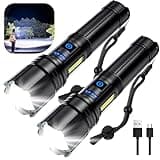 Kicoeoy Rechargeable Flashlights High Lumens, Led Flashlight 990000 Lumens Bright Flash Light with 7 Modes, Flashlights for Camping, Home, IPX7 Waterproof (2 Pack)