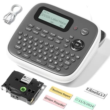 Label Maker Machine with Tapes, Label Makers, Label Maker Waterproof-Labels, Labeler Machine with-Tape 12mm 0.47 Laminated White, D210s Inkless Portable Labeling Machine for Home School Office