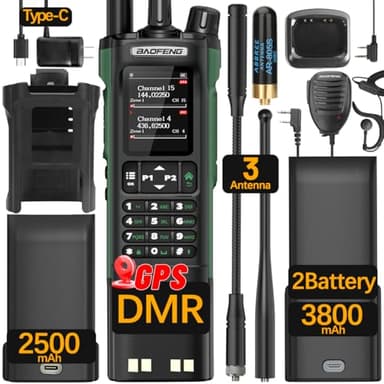 BAOFENG Radio DM32 DMR Radio Ham Radio Handheld Long Range Walkie Talkies Rechargeable 2500/3800mAh Battery GPS DM-32UV Digital Emergency NOAA Weather 5RM Tactical Radio for Survival Gear Hunting