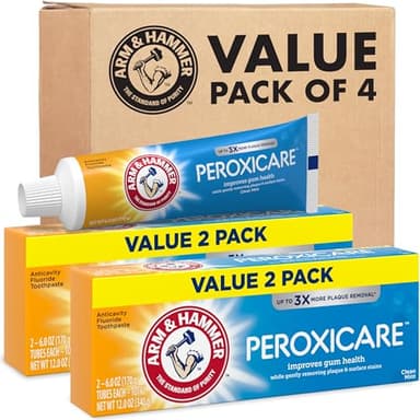 ARM & Hammer Peroxicare Toothpaste for Gum Health, Baking Soda Toothpaste, Clean Mint, 6.0 oz (Pack of 4