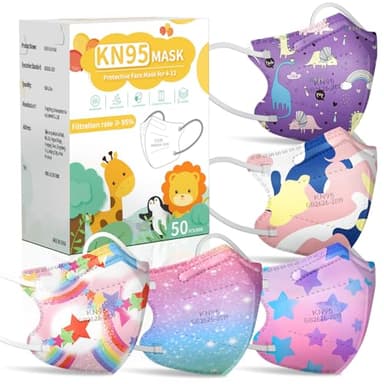 FENFEN Kids KN95 Face Mask Disposable - 50 Pack KN 95 Kid Masks Children Small Size Breathable Girls Kids KN95 Unicorn Mask Mascaras KN95 Para Niños