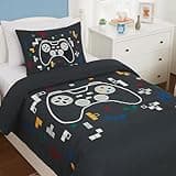Kaleido Space Twin Kids Comforter Set - 5 Pieces Twin Bedding Sets for Boys Girls Teen, Glow in The Dark Gamer Bed in A Bag with Sheets
