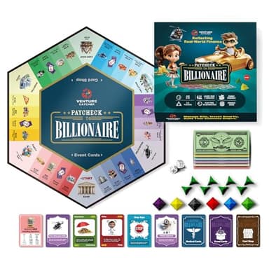 Paycheck to Billionaire: Master Financial Freedom - Smart Investing & Cost Management Board Game - Ideal for Game Night, Educational Play - Perfect for Boys and Girls Ages 8+, Adults and Family