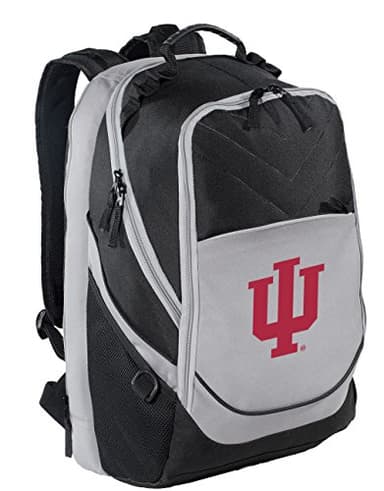 Broad Bay Indiana University Backpack Official IU Logo Laptop Computer Bag (Black & Gray)