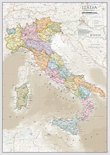 Maps International - Italy Map - Classic Italy Map Poster - Single Side Laminated - 16.5 x 23.4 inches
