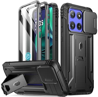 Poetic Revolution Case for Motorola Moto G Stylus 5G 2025, [Slide Camera Cover] [Screen Protector Works with Fingerprint ID] Military Grade Rugged Shockproof Phone Case with Built in Kickstand, Black