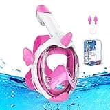 Kkdi Kids Snorkel Mask, Full Face Snorkel Mask for Kids 4-16, Foldable Snorkeling Gear for Kids Snorkeling Set for Swimming Pool Toys, Dry Top, Anti-Leak/Anti-Fog /180° HD View/Portable Bag