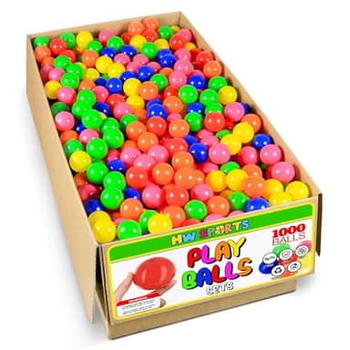 MW SPORTS Ball Pit Balls for Kids and Toddlers, Plastic Crush Proof, Phthalate & BPA Free, in Carton, Assorted Colors (1000 Balls)