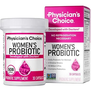 Physician's CHOICE Probiotics for Women - PH Balance, Digestive, UT, & Feminine Health - 50 Billion CFU - 6 Unique Strains for Her - Organic Prebiotics, Cranberry Extract+ - Women Probiotic - 30 CT