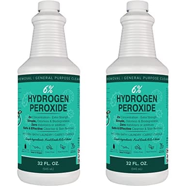 MAXTITE 6% Hydrogen Peroxide (32 Fl Oz, 2 Pack) - Just Food-Grade H2O2 & Water - Ecofriendly Natural Cleaning Solution - Home/Commercial - Kitchen, Bath, Laundry & More - Child-Safe Cap - Made in USA