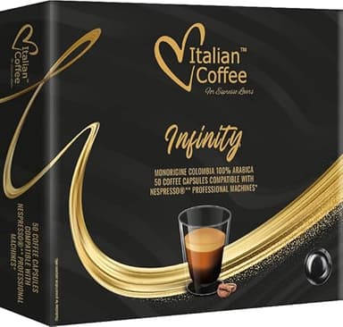 Italian Coffee for Espresso Lovers pods compatible with PRO Professional Nespresso machines Zenius, Gemini And Momento Pre 2022 models (50 Count (Pack of 1), Infinity PRO)