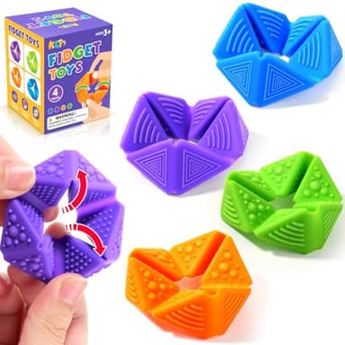 KLT Fidget Sensory Toys for Kids: Quiet Silicone Sensory Flip Cube with Textures - Calming Toys for Autism Kids Stress Reduce - ADHD Fidget Toys for Classroom Focus