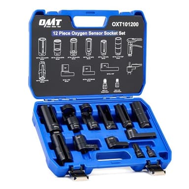 Orion Motor Tech 12pc Oxygen Sensor Socket Set, O2 Sensor Removal Tool and Thread Chaser Set with 22mm 27mm 29mm 7/8" 1-1/16" Sockets 1/2" 3/8" Drive, for Oil Pressure Vacuum Thermal Oxygen Sensors