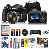 Sony Cyber-Shot DSC-H300 Digital Camera (Black) (DSCH300/B) + 64GB Memory Card + Card Reader + Corel Photo Software + Case + Flex Tripod + 4xAA Batteries + Memory Wallet + Cleaning Kit (Renewed)