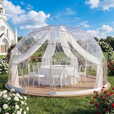 AECOJOY Outdoor Igloo Tent Dome for Winter, 12x12 Clear Bubble Tent for 4–7 People, Garden Plastic Globe House with Upgraded TPU Cover & PC Poles