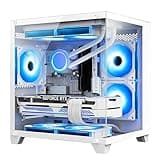 HELLOLAND Gaming PC Desktop - AMD Ryzen 5 5600GT 3.6GHz - RTX 4060 8GB - 16GB DDR4 RAM - 1TB M.2 SSD - 240 Liquid Cooler - WiFi & Bluetooth Ready - RGB Fans - Windows 11 Pro Computer-White